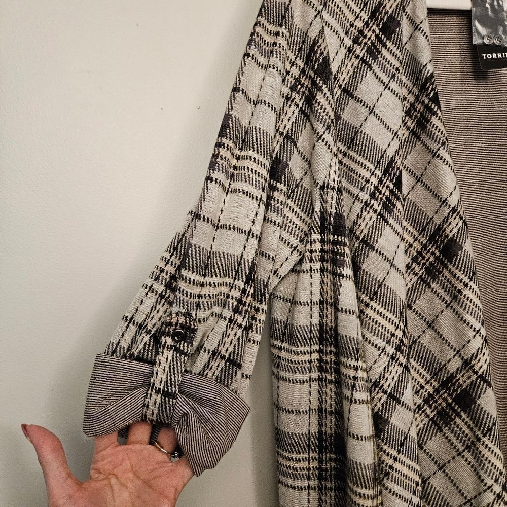 Torrid Drape Front Plaid Jacket - Picture 4 of 8